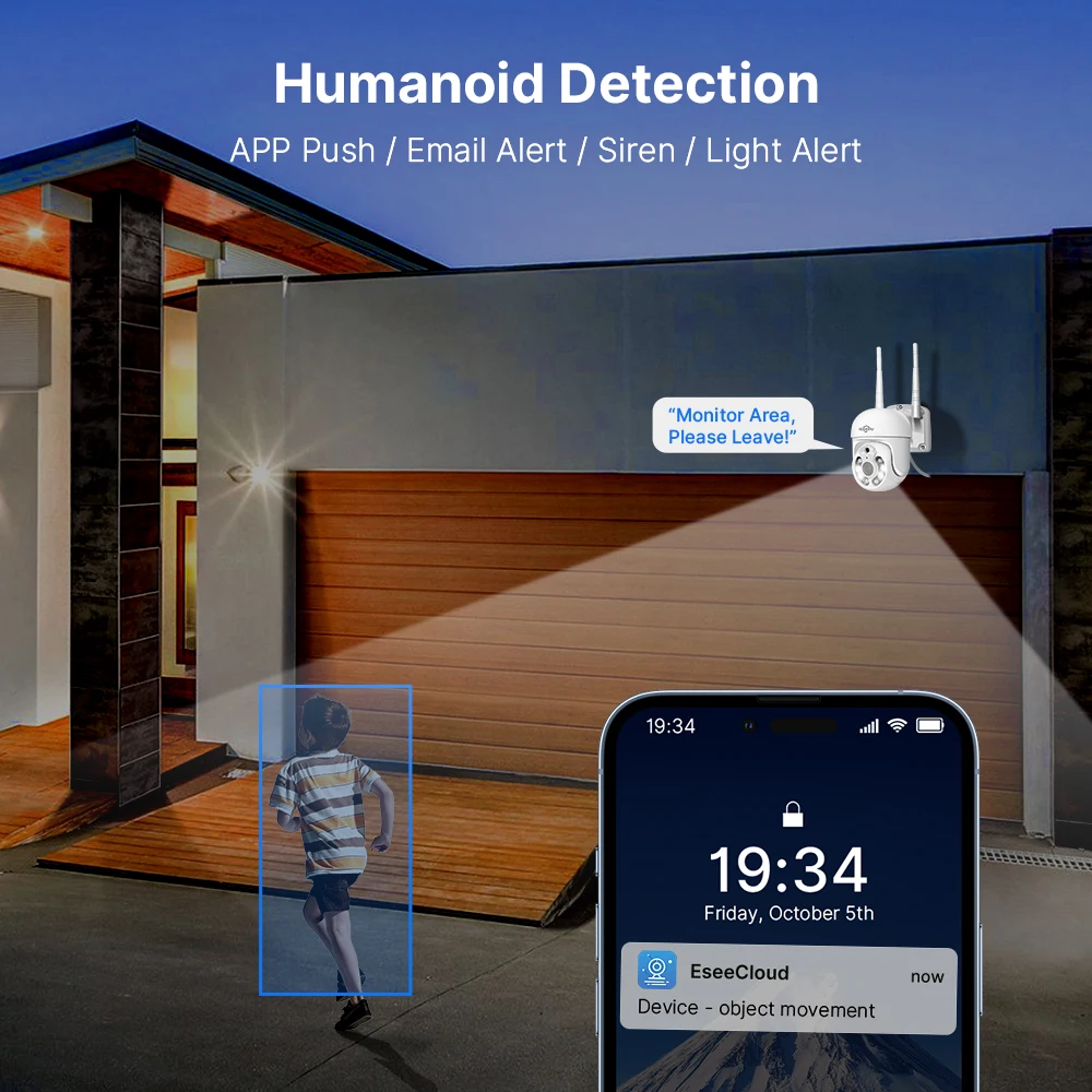 Hiseeu 5MP WiFi CCTV PTZ كاميرا نظام الأمن عدة 10C...