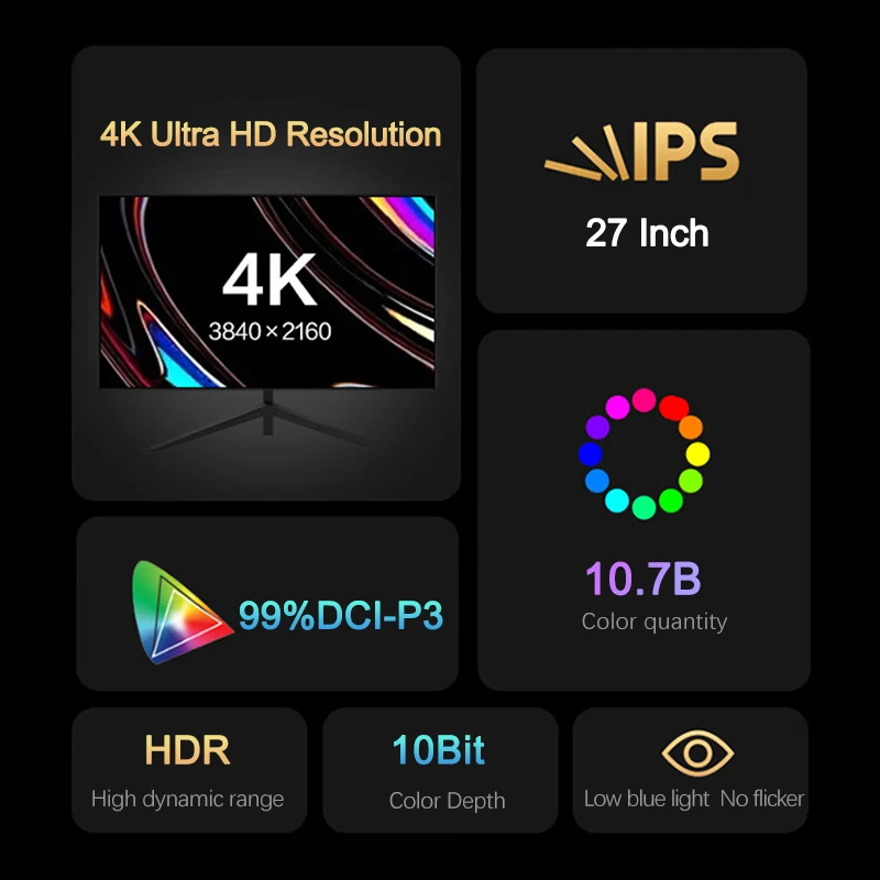 ǻ ũž ÷,   Ʈ, IPS  г ũ, HDMI, DP, 27 ġ, 4K  , 3840*2160 HDR, 60Hz, 99% DCI-P3, 10 Ʈ