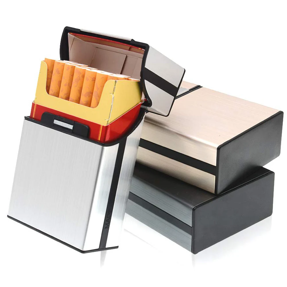 Sleek Aluminum Cigarette Case and Tobacco Holder Box