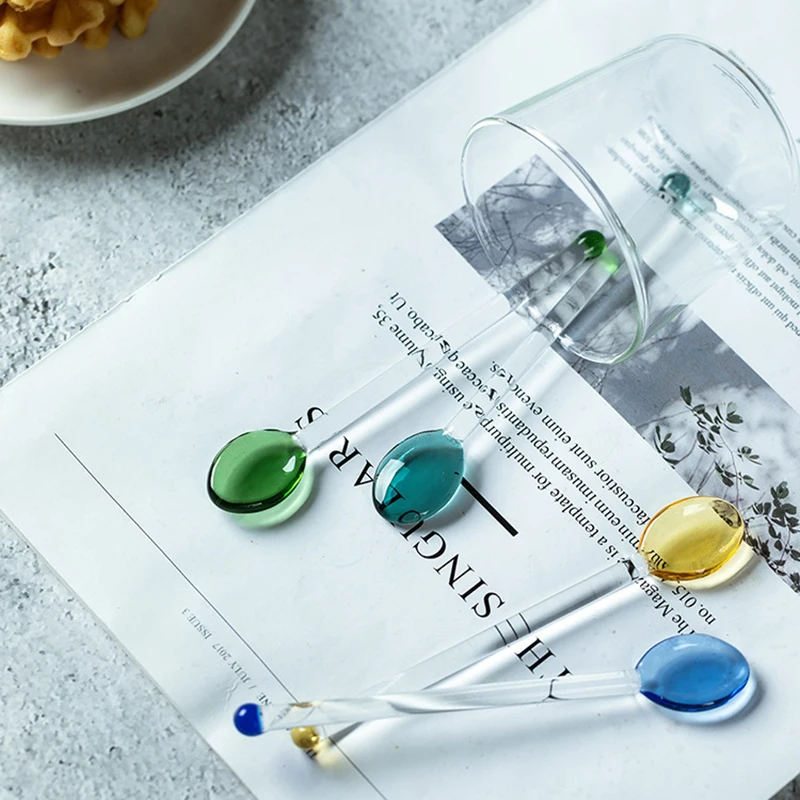 Description Picture 4 of itemClear Glass Spoons Stirring Rod Mixing Spoon Bar Swizzle Stick for Salt Sugar Tea Cocktail Milkshake Cold Drink Coffee Desserts