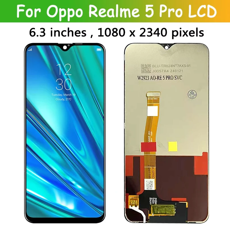 Écran LCD IPS + Tactile OEM Pour Realme 5 / 5i / 5s - Noir - Compatible RMX1911