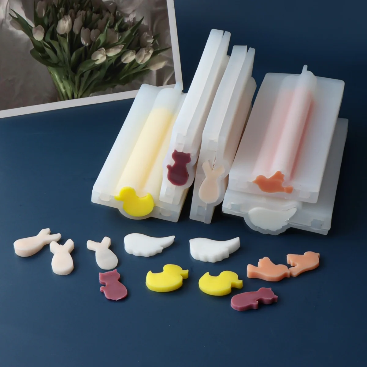 Tube Animal Soap Mold Rabbit Duck Shapes Candle Mold DIY Making Tool Handcraft 12cm Long silicone mold soap molds