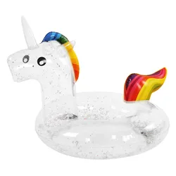 Pool Adult Ring Glitter Swimming Toys Mattress Transparent Mattress Water Ring Swim Summer Pool Flamingo Inflatable Bed Unicorn