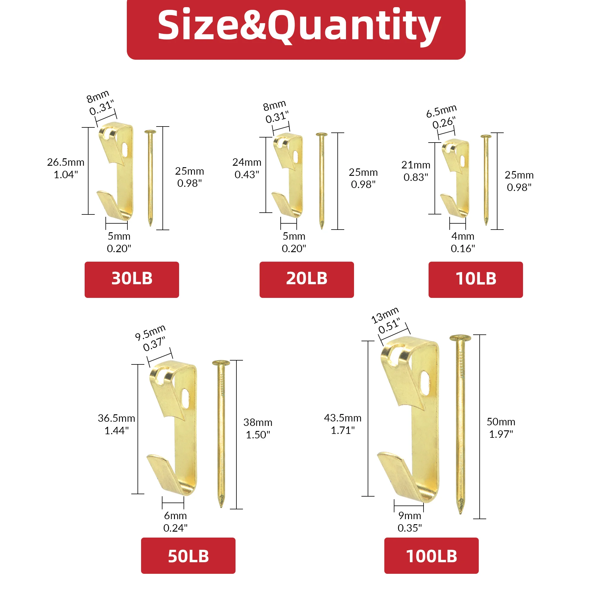 Heavy Duty 10-100lbs Picture Hanging Hooks with Nails Wall Hook Han Picture Hanging Tool Wall Holder Metal Hooks wall hooks picture frame hangers hanging hooks