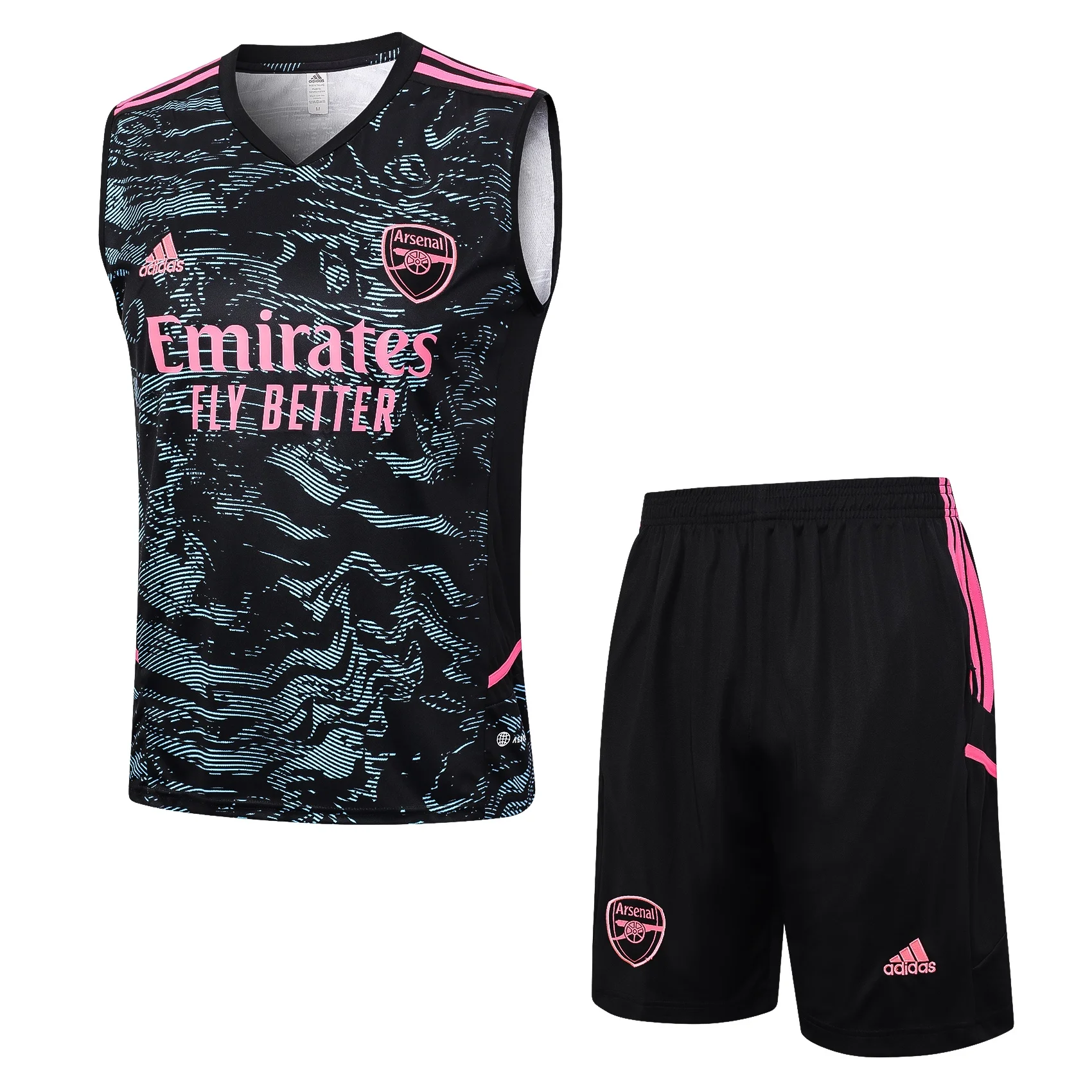 Adidas Football Shoes Sleeveless Jersey Set Men Stylish Advanced Design Rich Background Pattern Premium Jersey Set Black Pink