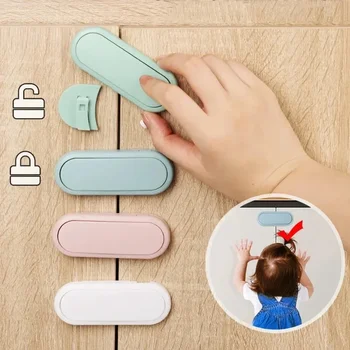 3/5/10Pcs Children's Drawer Safety Latch Cabinet Door Protection Baby Anti Pinch Hand Invisible Lock Opposite Door Wardrobe Lock 1
