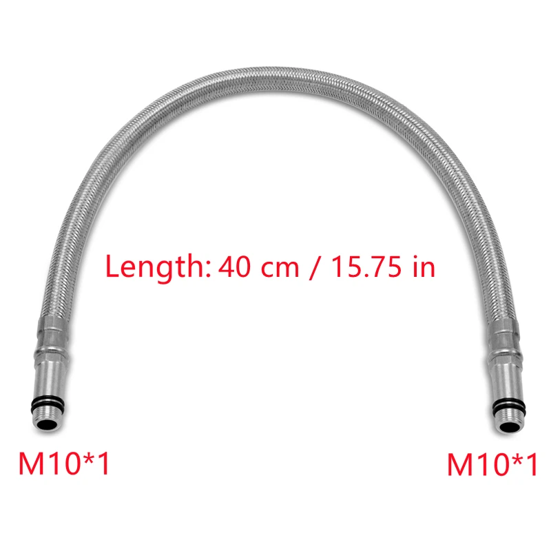 40/50/56cm M10*1 Faucet Hose 304 Stainless Steel Braided Tube Faucet Replacement Hose Kitchen Sink Flexible Cold Water Hose