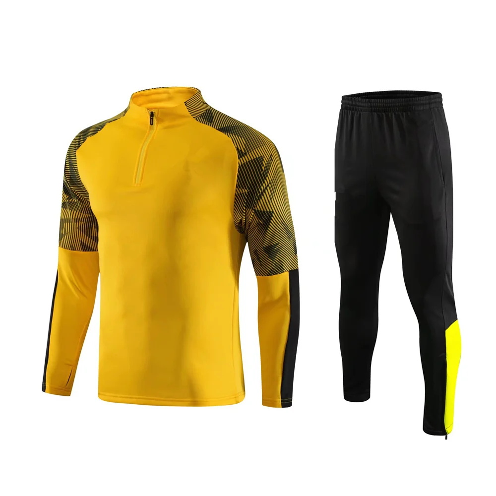 new Men and Kids sports set boy girl Fans Half Zipper Jacket Training wear games Jerseys Soccer Kit Tops and trousers