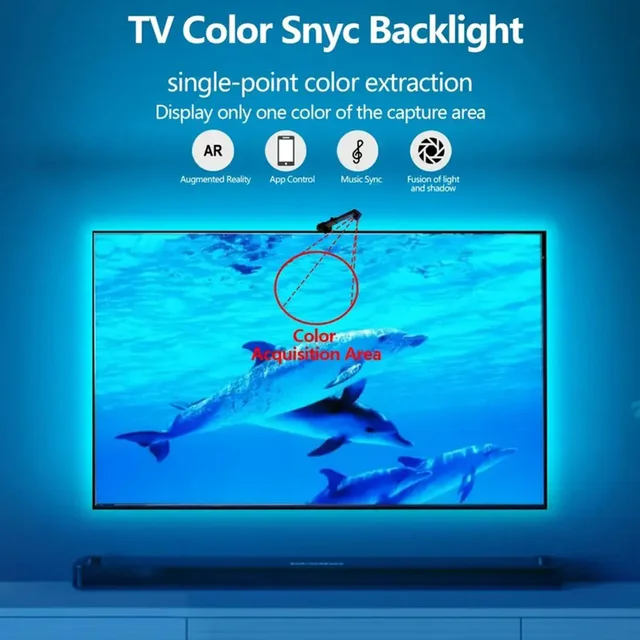 PC/TV LED rétro-éclairage RGBIC LED bande lumineuse avec capteur de sélection de couleur App contrôle synchronisation de la musique lumière RGB intelligente pour l'atmosphère de jeu 4