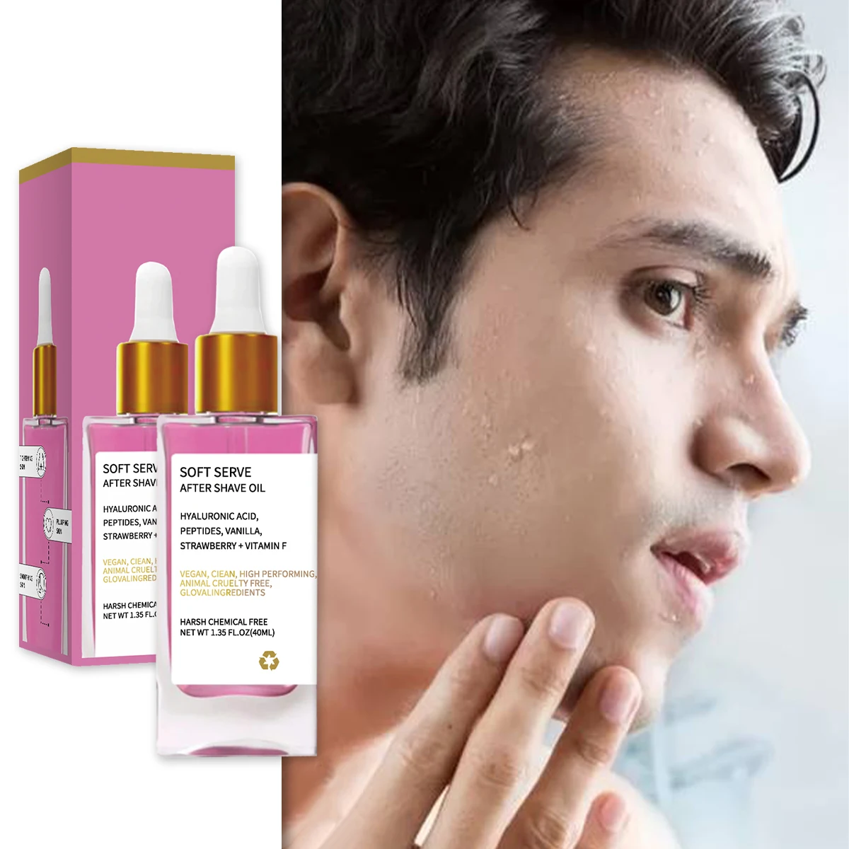 BARUBT Men's Aftershave Essence Water 40ml-Gentle moisturizing after shaving skin, alcohol-free, containing hyaluronic acid, p