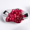 Deluxe Silver Stainless Steel Fruit Tray, Wavy Art Tray, Living Room Table Storage Box, Stainless Steel Decorative Tableware 4