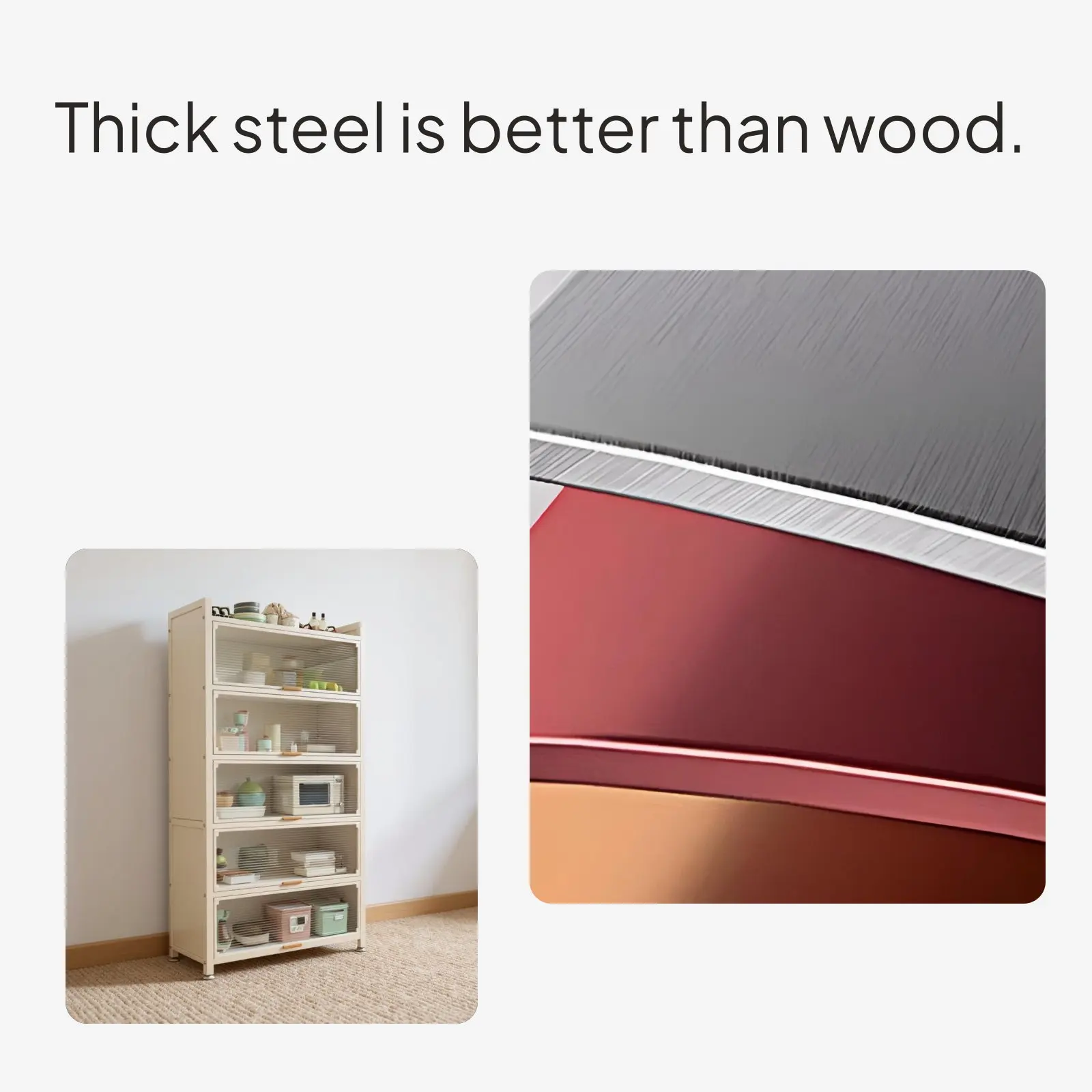 Steel Kitchen Storage Cabinet with Microwave Rack