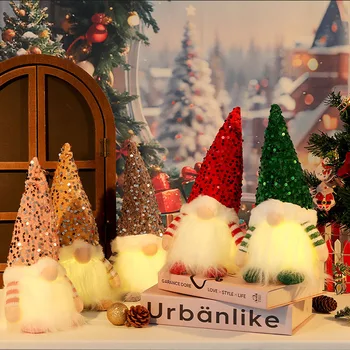 30CM Christmas Doll Elf Gnome with Led Light 2026 Christmas Decorations for Home Xmas Navidad New Year Children's Gifts