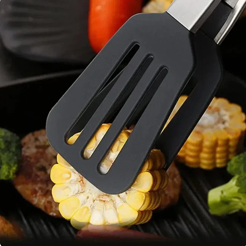 9-inch food tongs Stainless steel tongs Silicone non-stick cooking clips BBQ salad bread kitchen utensils