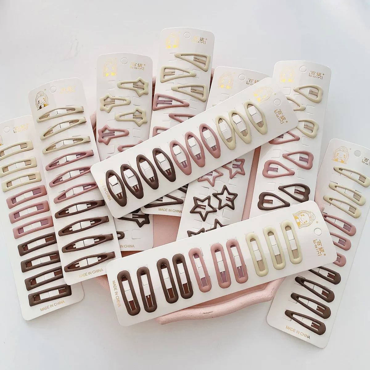 Hair Accessories 10pcs Coffee Color Girls Hairpins Kids Mini Snap Star Drop Click Clack Baby Toddler Hair Clips