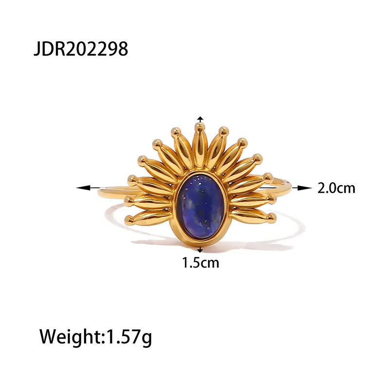 Europese En Amerikaanse Retro Mode Lapis Lazuli Sieraden Ring Voor Vrouwen 2023 Nieuwe Roestvrijstalen Verstelbare Vinger Joint Ring