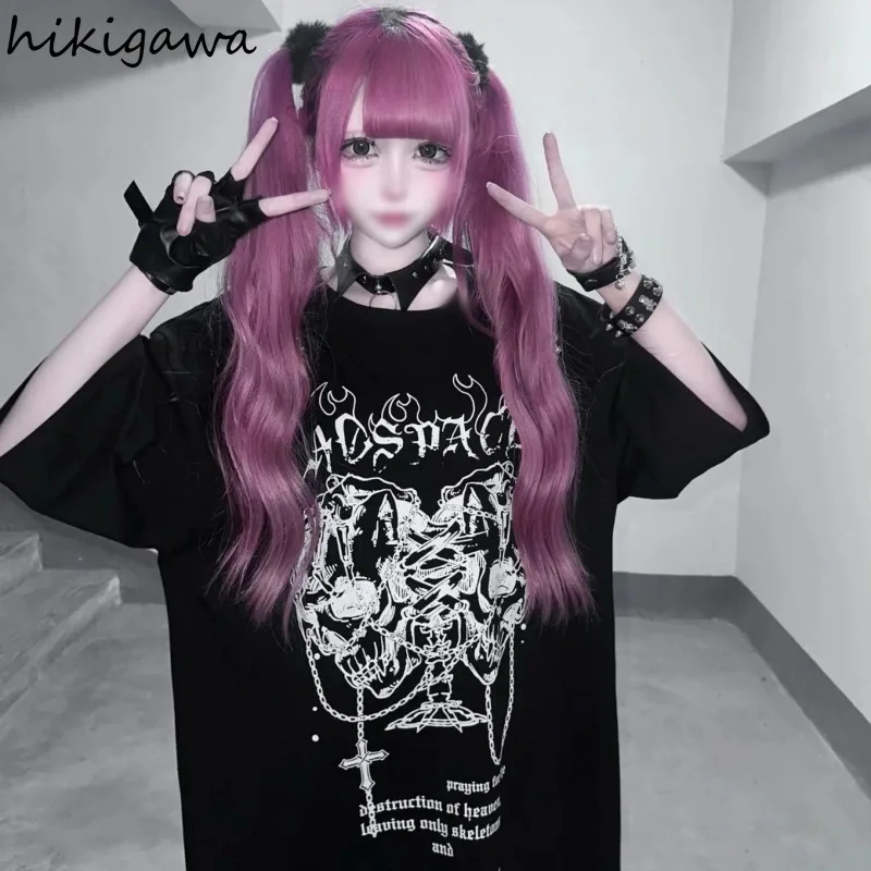 Y2k T Shirts Women Streetwear Japanese Tees 2026 Ropa Mujer Fashion Casual Camisetas Short Sleeve Cartoon Summer Tshirt Tops 2