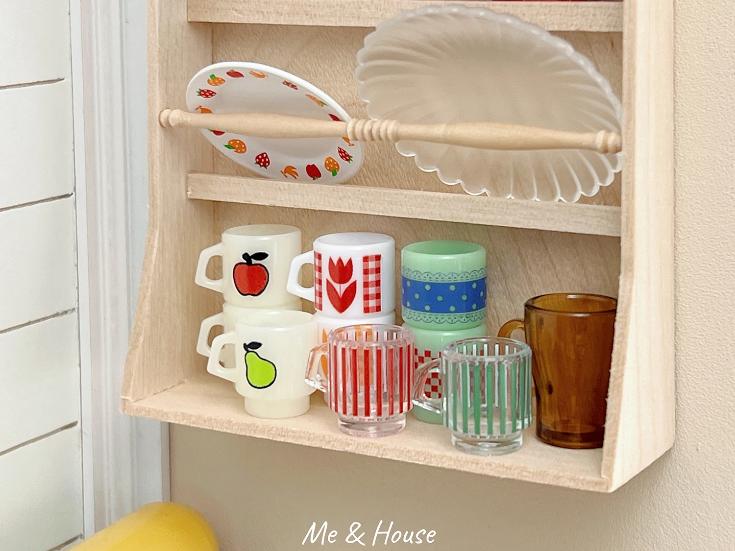 1/6 Shelf/Bookshelf/storage rack solid wood cherry wood doll house mini model