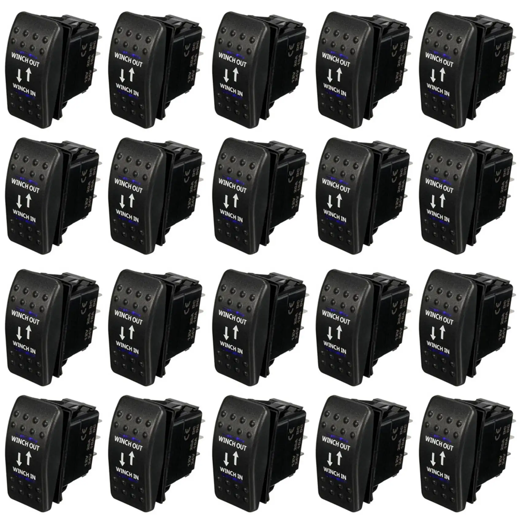 

20X 12 В 20A лебедка в лебедке с выключателем ВКЛ./ВЫКЛ., 7-контактный синий светодиод