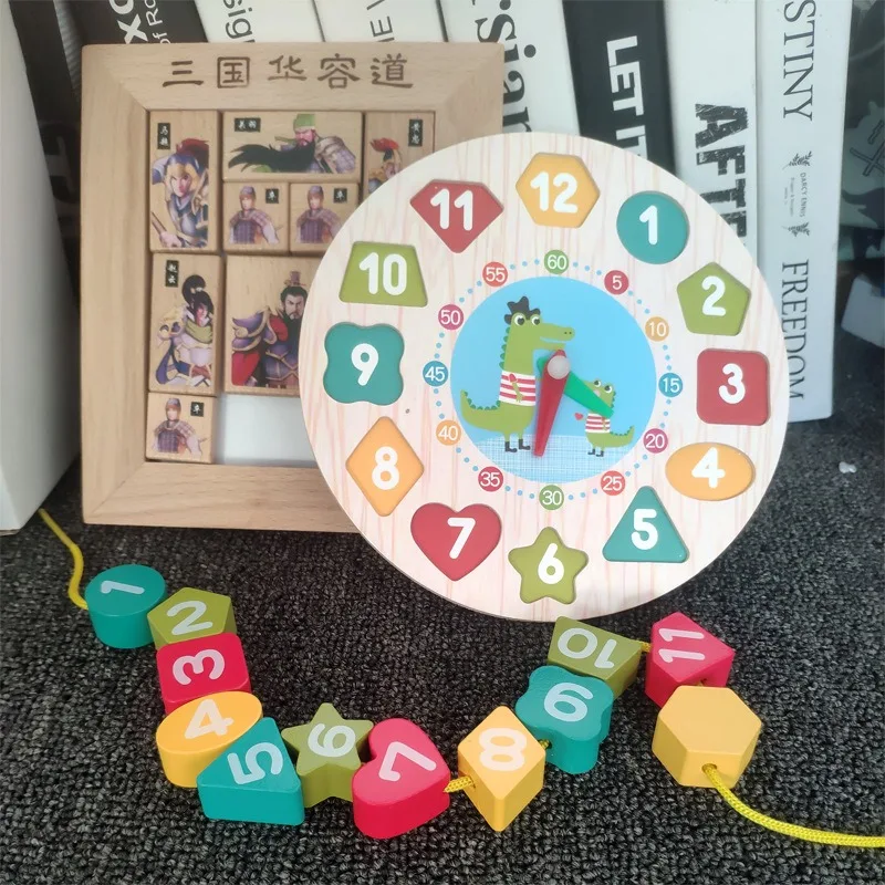 Educational Toys Wooden Clock Kids Toys Time Learning Teaching Aids Toys for Children Life Skills Training Games Kids Educational