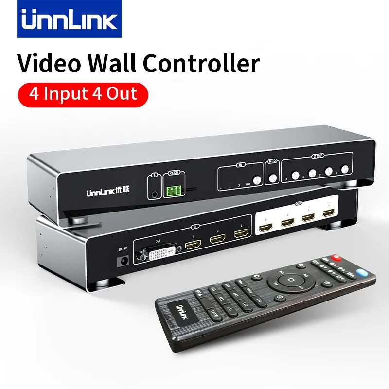 Unnlink Hdmi Video Wall Controller 4X4 1080P Hdmi Dvi Video Wall Processor 1 X4 1 X3 1 X2 4 X1 3X1 2 X1 Multi Video Screen Splicer