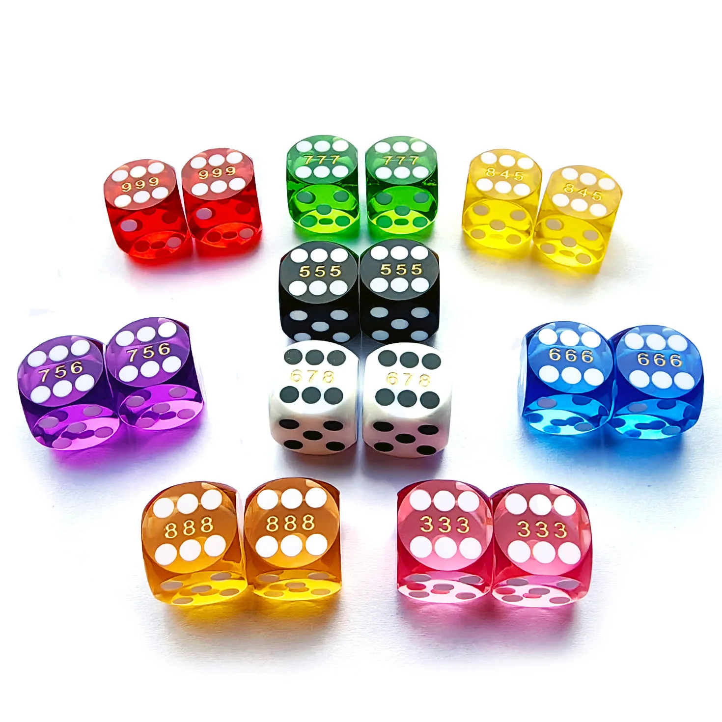 Bescon Professional Precision Dice Round Corner 9/16" (14.3mm) With Random Serial Number, Precision Cut Dice 14.3MM Gem Purple, 2pcs Set