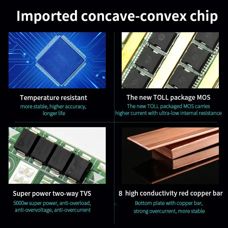 JBD 스마트 블루투스 BMS 고전류 UART RS485 CAN 히팅 시리즈 연결 기능, 리튬 배터리용, 4S, 12V, LiFePo4, 300A