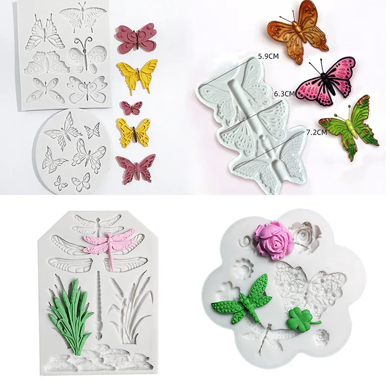 

3D Butterfly Shape Silicone Molds DIY Dragonfly Fondant Pastry Chocolate Cake Decor Baking Tools Clay Plaster Resin Craft Mould