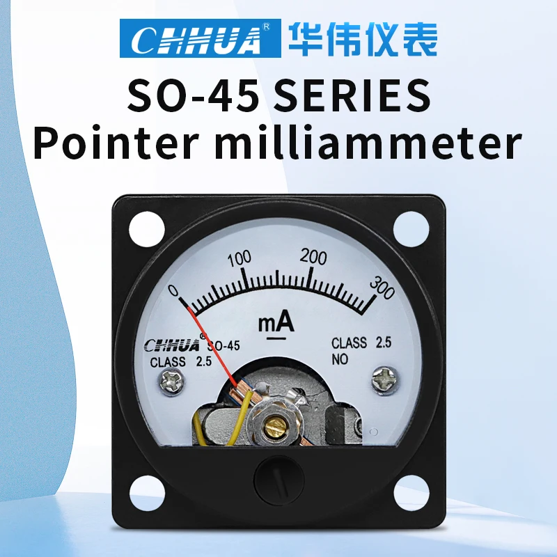 HUA SO45 DC mA Ammeter Pointer Analog Circular Marine Plastic