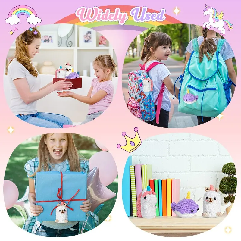 Beginner Crochet Kit for Kids Animals Cotton Crochet Starter Kit DIY Craft Complete Material Pack Knitting Enthusiast Handicraft