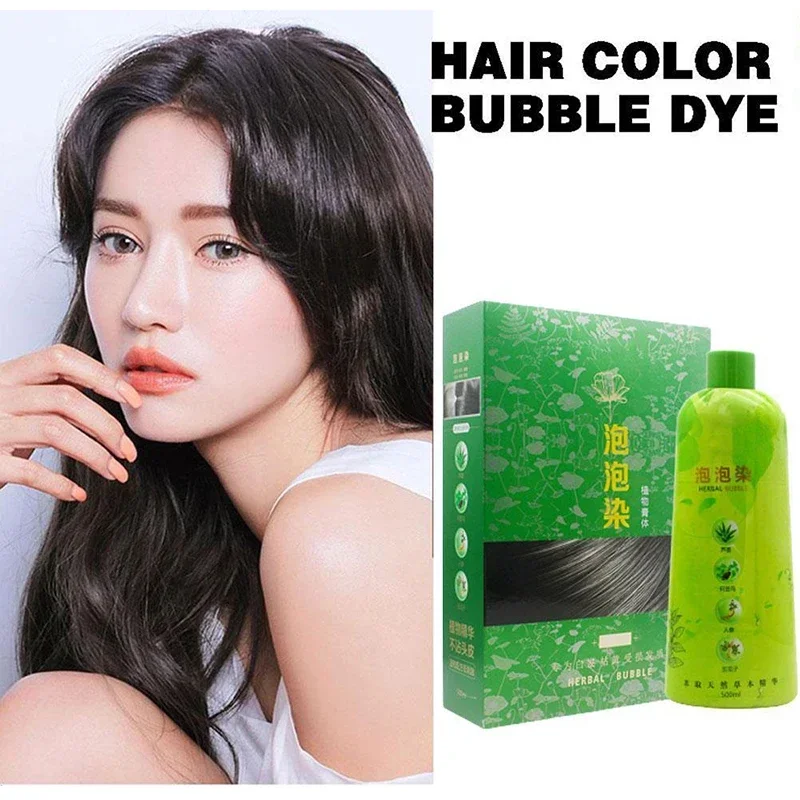 Shampoo senza tesa da 500 ml 3 in 1 Shampoo colorante per tinture per capelli neri Nutre a lunga durata per uomo Donna Shampoo per tinture per capelli grigio bolle