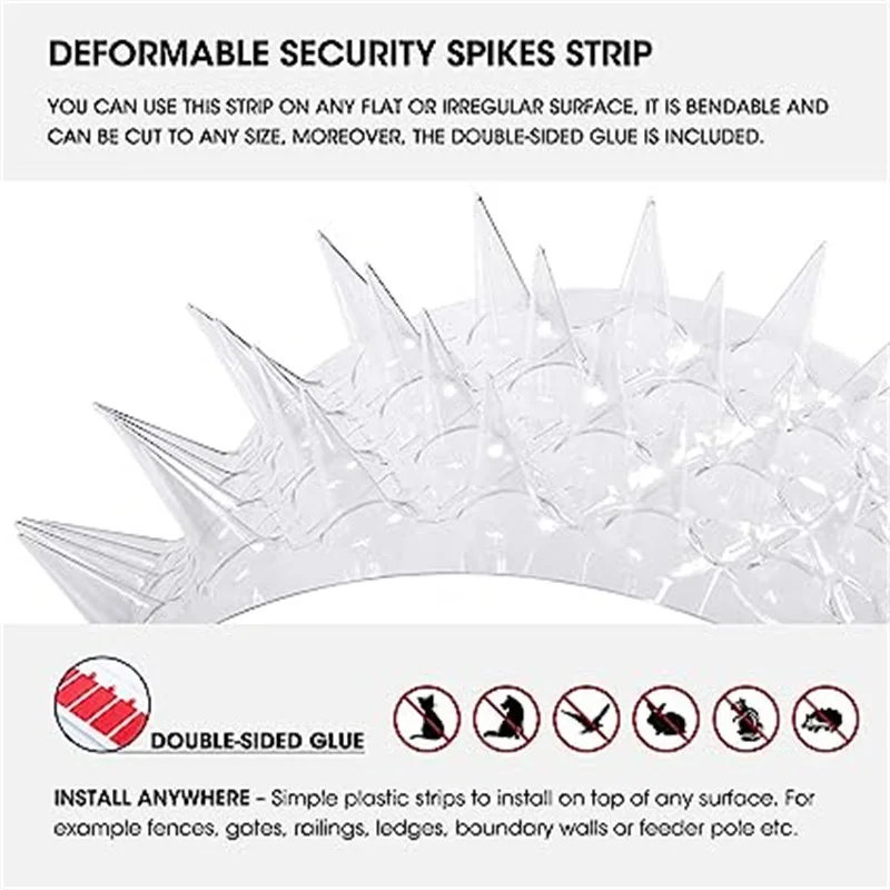 Pet fence barrier Spikes Repeller Cat Plastic Bird Repellent Anti Pigeon Anti-bird Squirrel Garden Fences Control Transparent Spikes