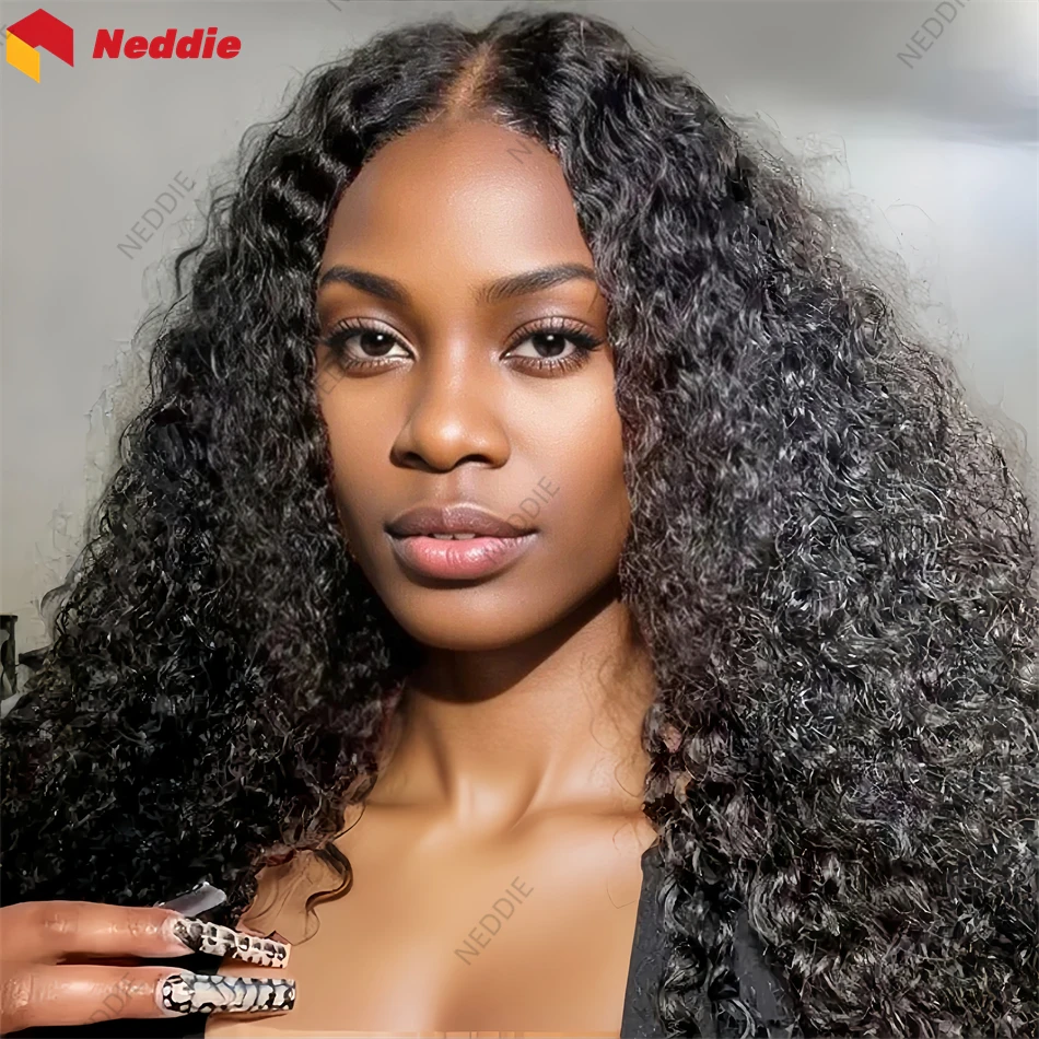 

Curly Black Colored Neddie Hd Lace Frontal Wig 13x6 100% Human Hair Preplucked Lace Front Brazilian Wigs On Clearance Sale