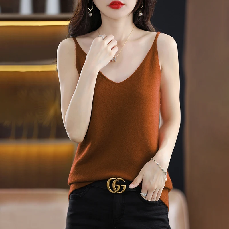 여성용 얇은 스트랩 캐미솔, 캐미솔, 부드러운 탱크 탑, 민소매 속옷 조끼, 단색, 슬림, 로우 체스트 슬링, 여름