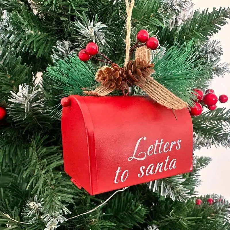 New Christmas Wrought Iron Mailbox Ornament Creative Christmas Tree Decoration Mailbox Ornament Home Holiday Decoration Gift