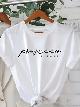 Spring Summer Comfortable Prosecco Clothing Women'S Graphic Casual Crew Neck Short Sleeve T-Shirt for 1