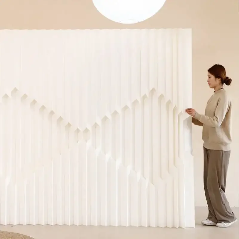 Home Decoration White Folding Organ Paper Wall Panel Removable Screens & Room Dividers For Indoor Office