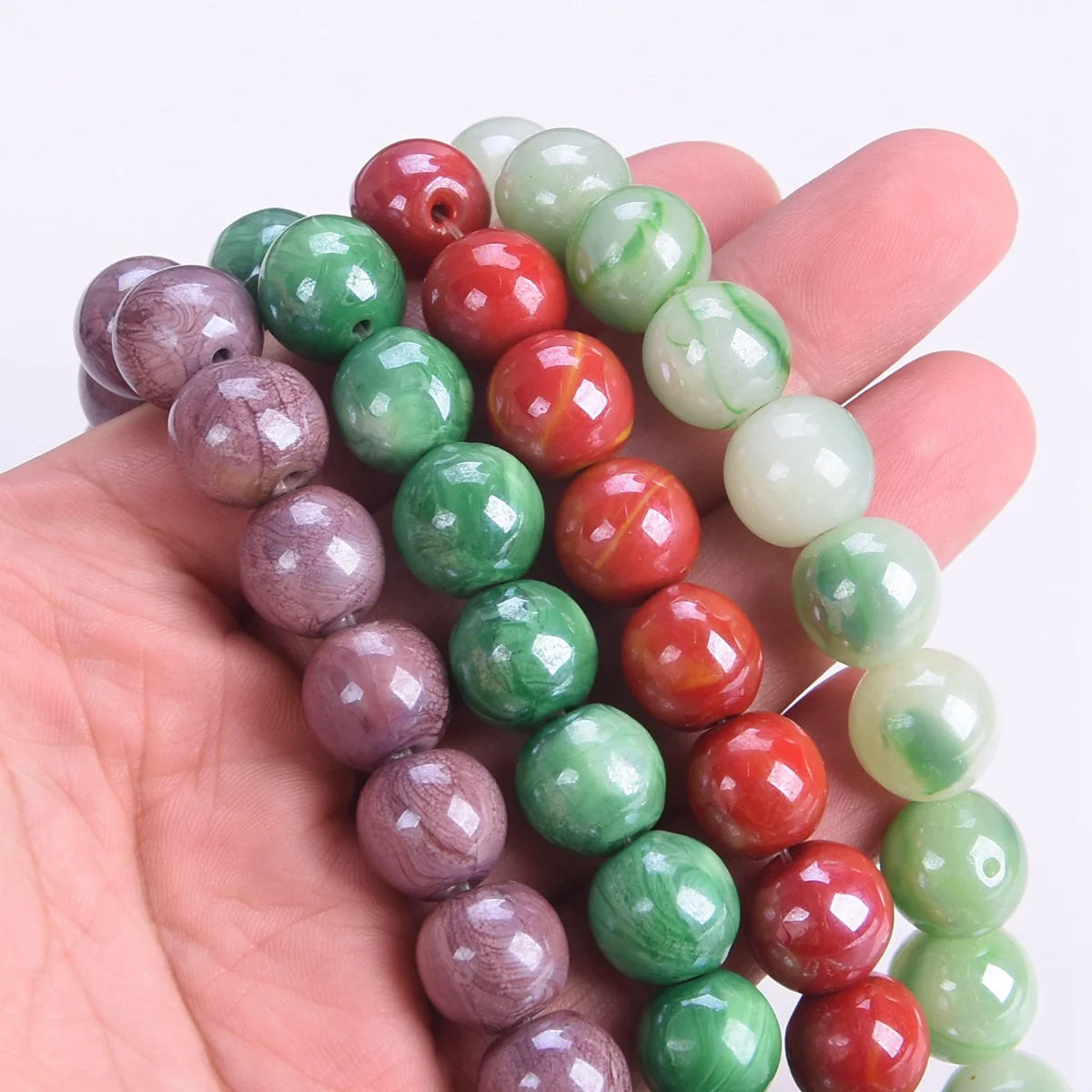 10pcs 14mm Round Jade Like Opaque Lampwork Glass Loose Crafts Beads For Jewelry Making DIY Bracelet Findings 20pcs 10mm clover shape lampwork glass loose floral beads for jewelry making diy crafts findings supplies