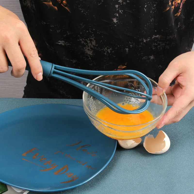 1Pcs Multifunctional Rotary Manual Egg Beater Mixer Mini Plastic Kitchen Egg Whisk Bake Tool Agitator Silicone Whisk egg beater rotary whisk