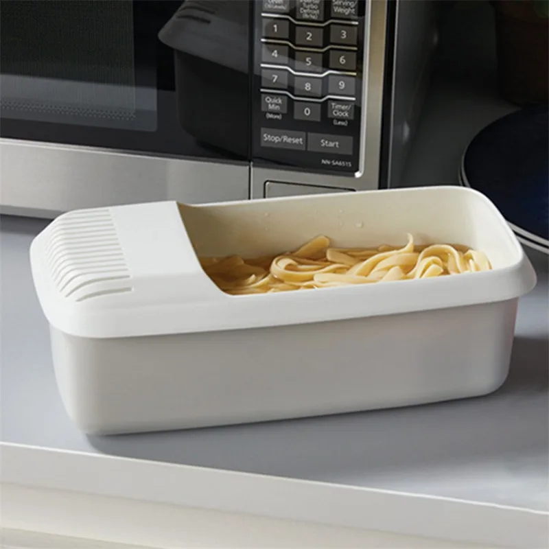 Microwave Noodles Pasta Cooker With Strainer Eco-Friendly Plastic Spaghetti Vegetable Steamer Dishwasher Kitchen Accessories New