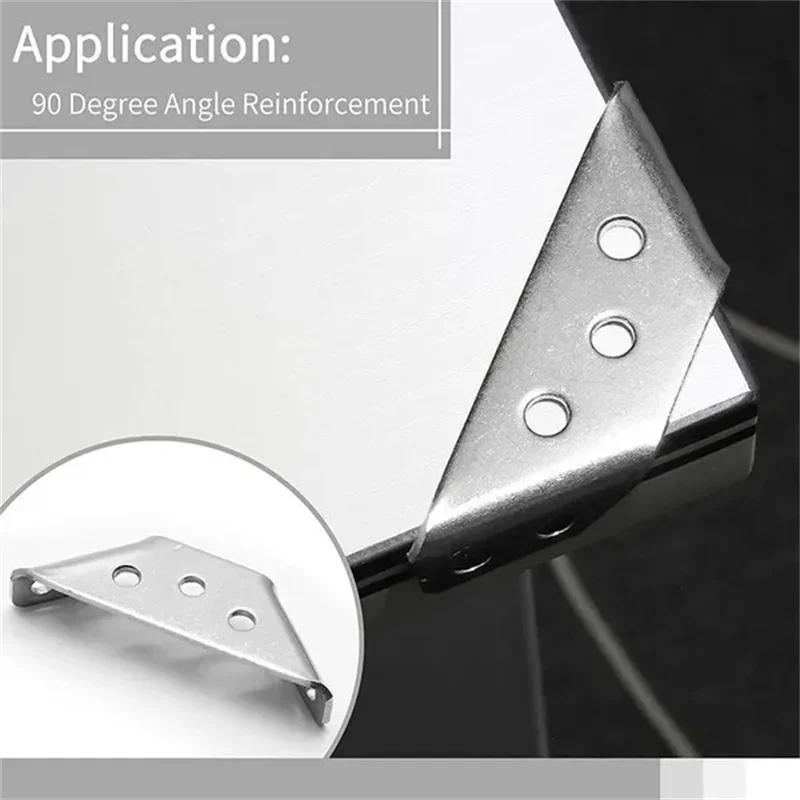 5-15pcs Furniture Corner Connector Brace Joint Fastener Bedframe Cabinet Drawer Universal Stainless Steel Angle Corner Brackets
