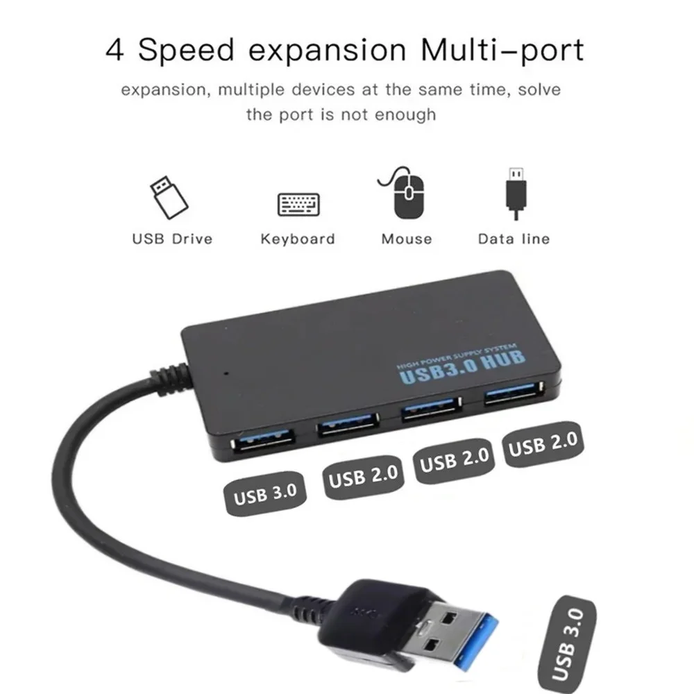 High-Speed USB HUB Adapter Expander Splitter 4 Port Multi Function USB 3.0 Hub Plug&Play For PC Compatible with Various Systems