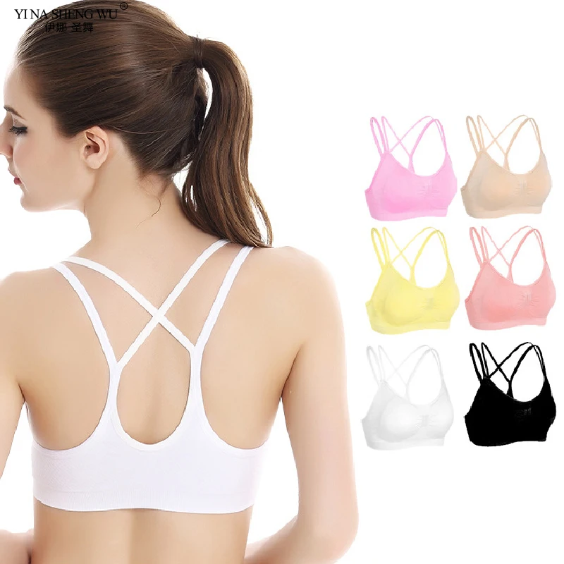 

Sports Bra Womens Seamless Cross Back Sport Bras Padded Strappy Cross Cropped Bra Yoga Crop Tops Workout Fitness Bras Bralette