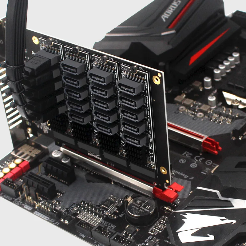 Pcie x16 nvme m.2 raid拡張カード,pci-eからsata,20ポート,asus