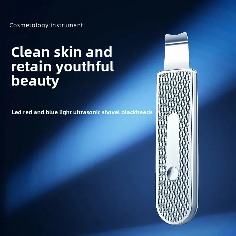 Cross-Border Bestseller Red Blue Light Ultrasonic Skin Cleansing Tool EMS Blackhead Removal Facial Pore Cleaning Machine