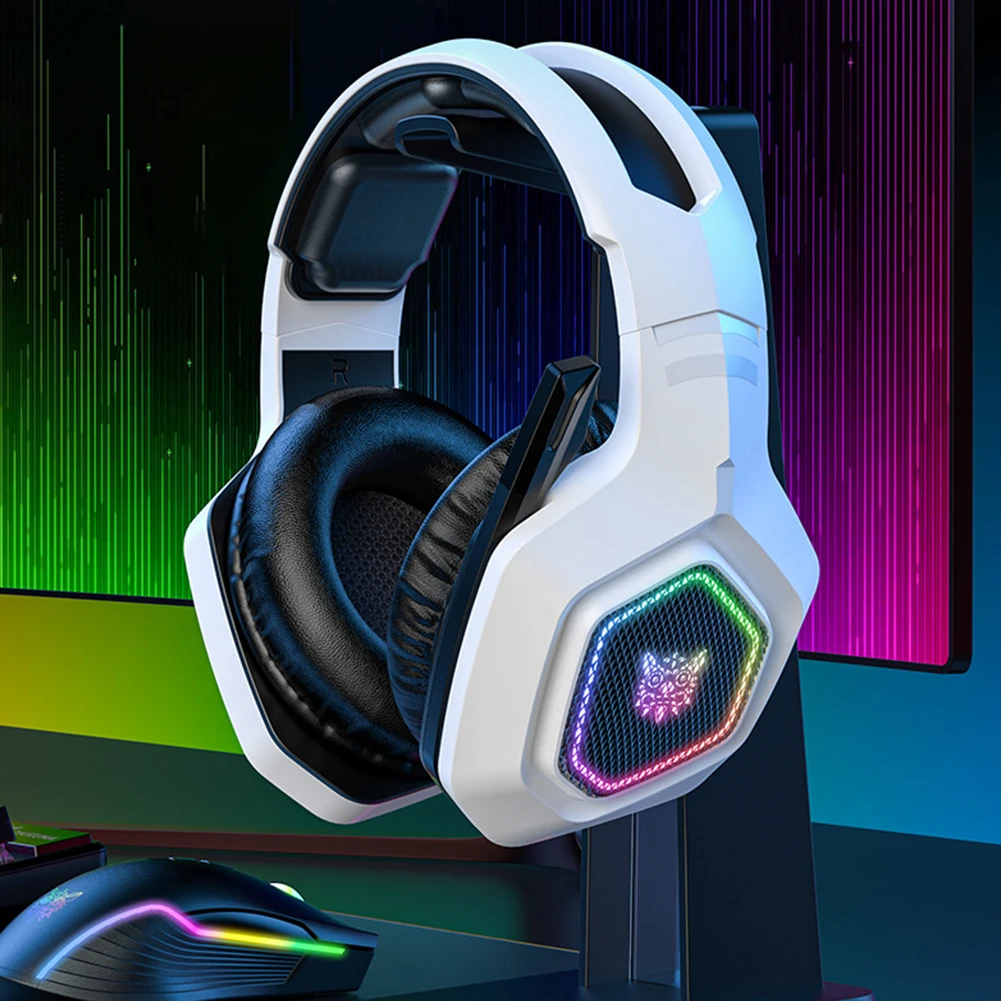 무선 게이밍 헤드셋 2.4GHz/BT 5.3/유선 오버이어 헤드폰 (마이크 포함) 게이머용 헤드폰 RGB 조명 /PC/노트북용