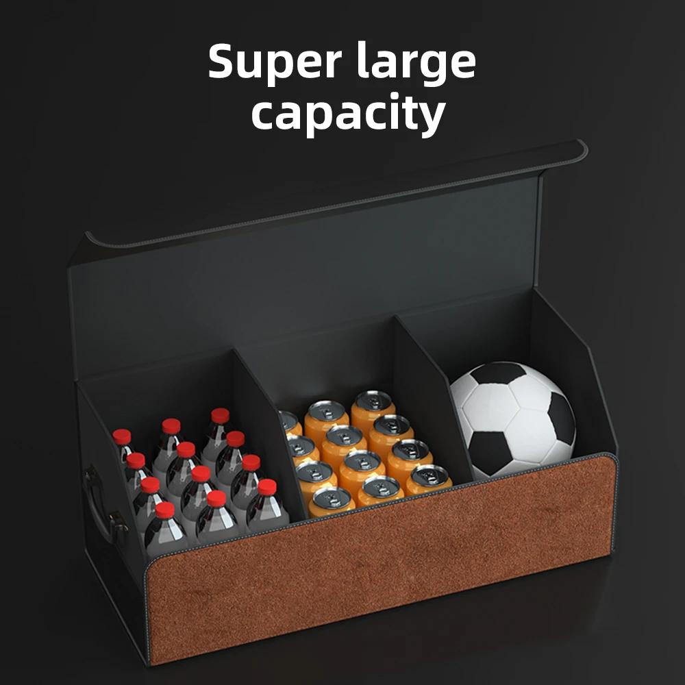 Car Suede Trunk Organizer Large Capacity Leather Foldable Storage Box Portable Multifunctional Tool Organizer Car Accessories 5