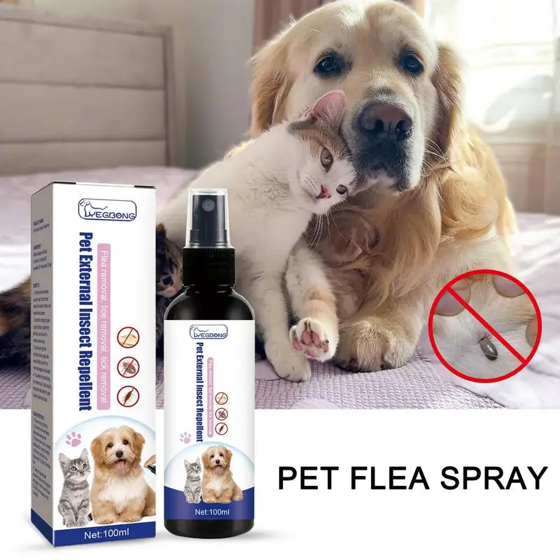 

100ml Pet Tick Spray Natural Plant Essential Repels Sprayer Pet Cat Fur Flea Tick Spray Home Cat Dog Fleas Eliminator For Pets