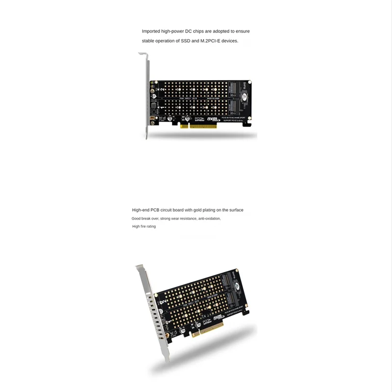 

PCI-E X8 Dual Disk RAID Card NVME M.2 M KEY SSD Расширенный адаптер расширения Dual NVME RAID PCI-E X8 разделенная карта