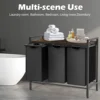 Large Laundry Hamper Sorter with 3 Removable & Pull-Out Sorting Bags, Wooden Top Shelf, Versatile Laundry Basket Organizer for L 6